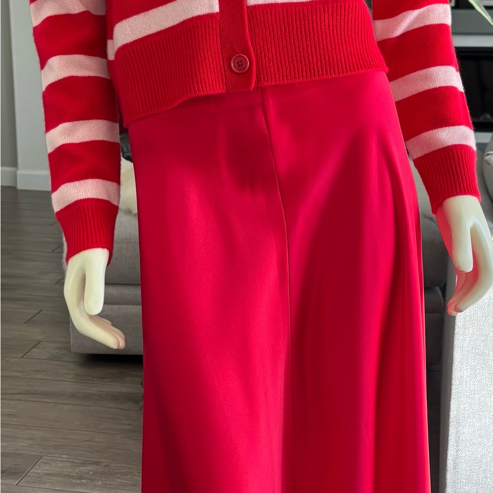 Banana Republic Silk Maxi Red Skirt .
